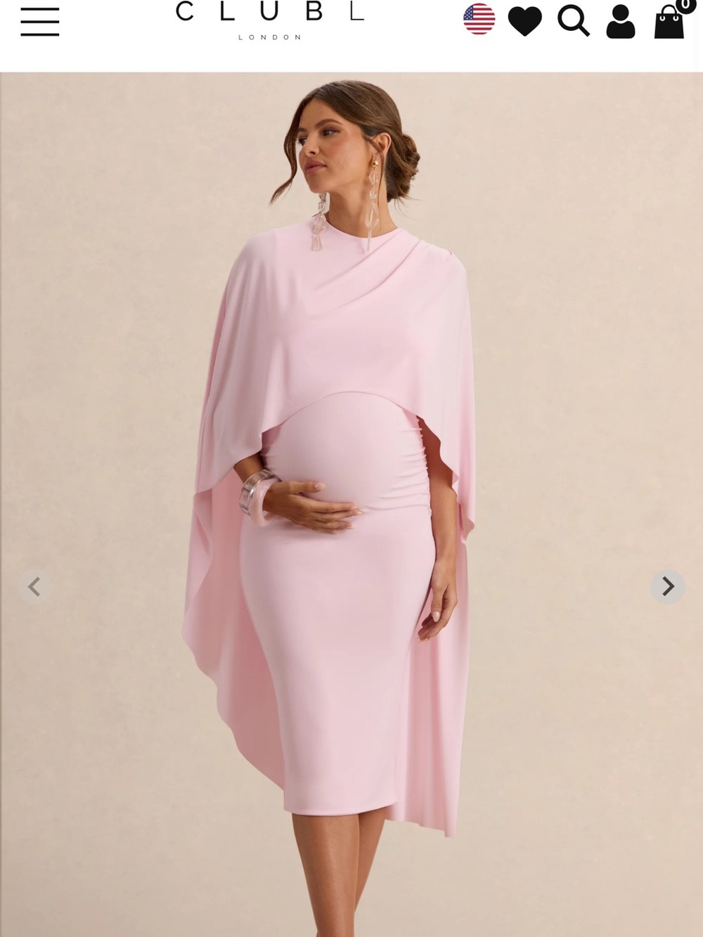 Club L London Light Pink Maternity Cape Midi Dress